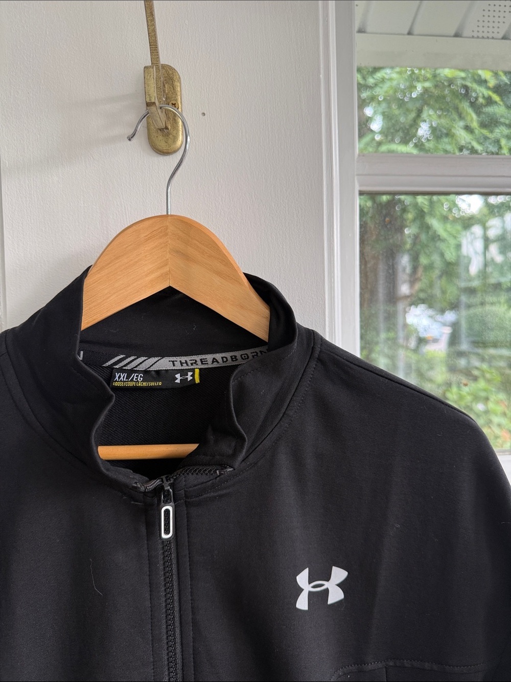 Men’s Under Armour Black Full-Zip Performance Jacket with White Logo XXL - Picture 2 of 3
